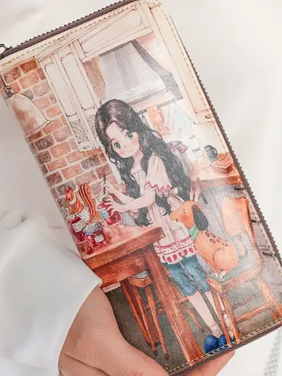 Кожаный кошелек с принтом